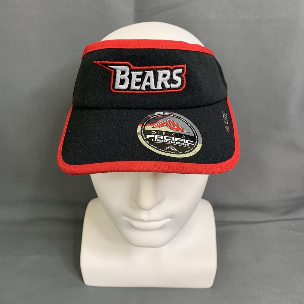 New Pacific Headwear Bears Visor Hat Black Red Strapback Style Lite 510V
